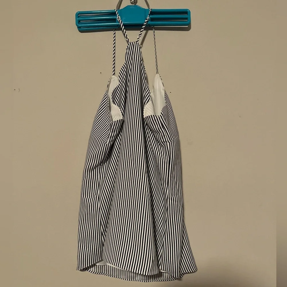 NWT J. Crew Navy & White Striped Scalloped Top Camisole - Picture 11 of 13